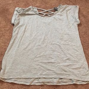 grey/white striped shirt
